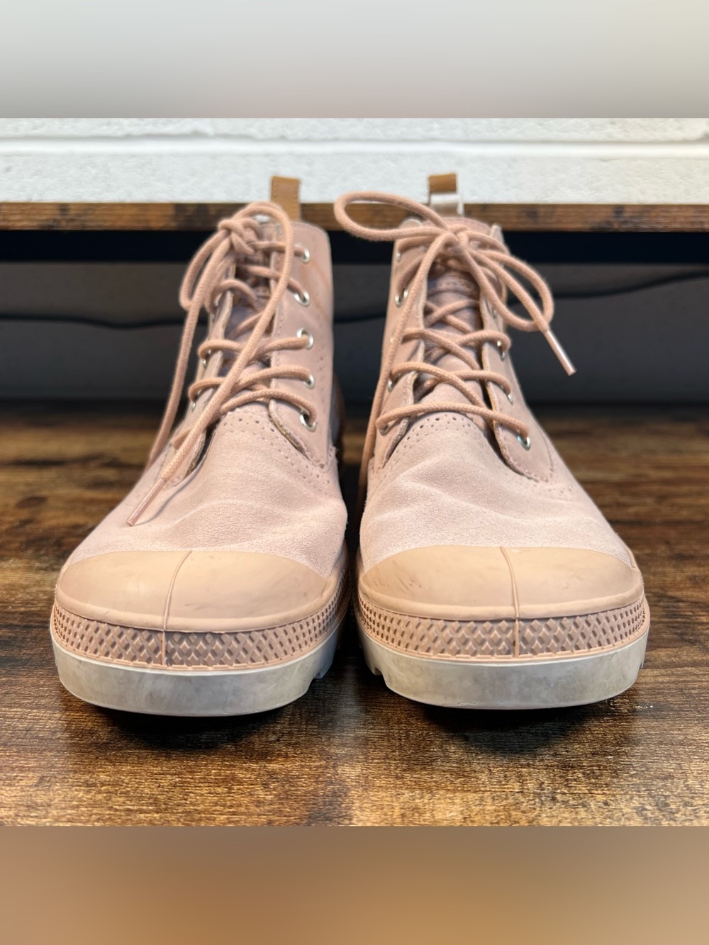 Palladium Boots Pampa London Pink Suede Chunky Rubber Toe Lace Up Women's 9.5 - Picture 3 of 13